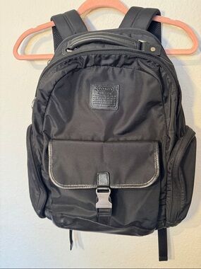Coach Black Nylon Men’s Backpack with Front Buckle